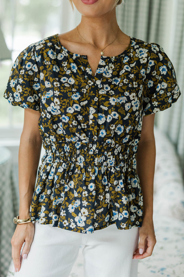 NURSING COLLECTION: With Grace Navy Floral Blouse