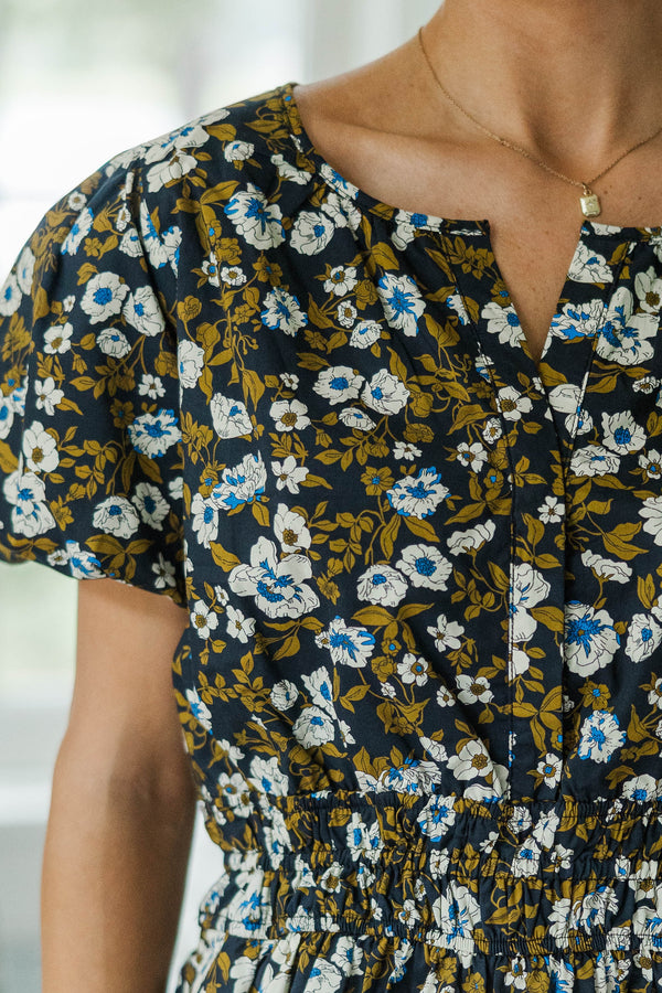 NURSING COLLECTION: With Grace Navy Floral Blouse