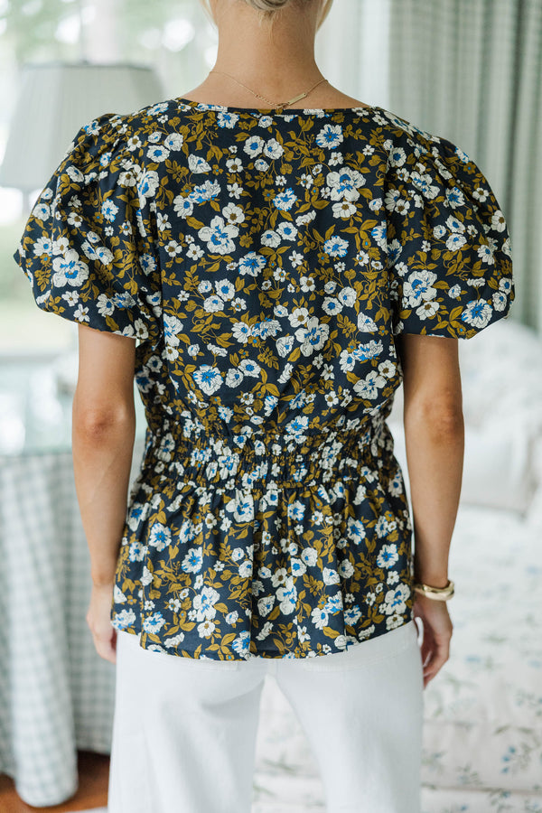 NURSING COLLECTION: With Grace Navy Floral Blouse