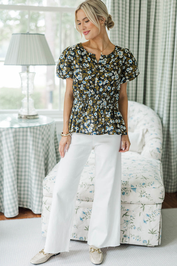NURSING COLLECTION: With Grace Navy Floral Blouse