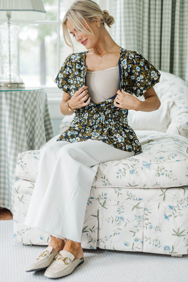 NURSING COLLECTION: With Grace Navy Floral Blouse