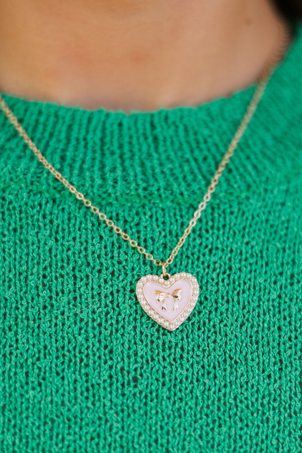 Girls: The Sweetheart Strand Pink Heart Necklace
