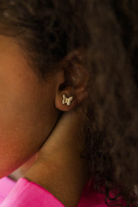 Girls: Butterfly Kisses Gold Earring Studs
