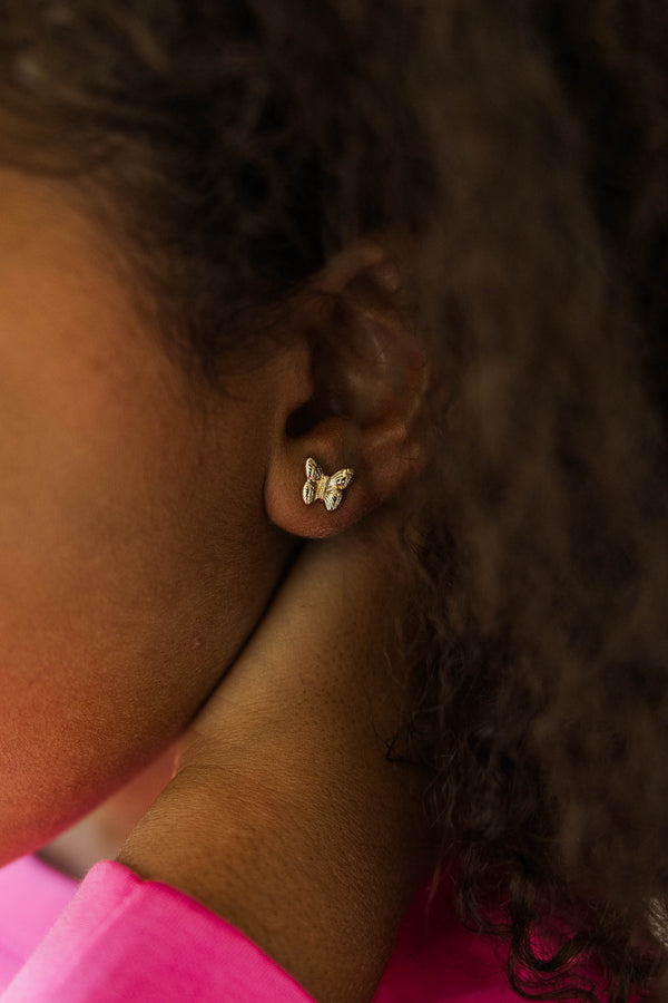 Girls: Butterfly Kisses Gold Earring Studs
