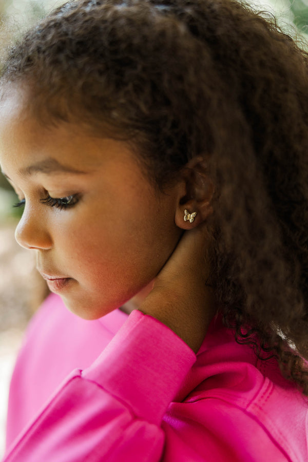 Girls: Butterfly Kisses Gold Earring Studs