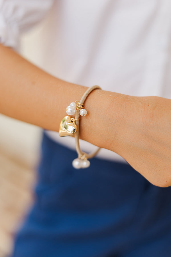 Girls: The Perfect Pony Taupe Pearl Hair Tie