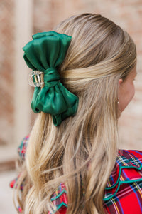 Girls: The Rylee Emerald Green Bow Claw Clip