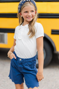 GIrls: The Selma Navy Scalloped Shorts - 