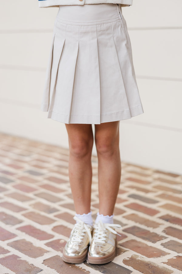 Girls: The Molly Khaki Pleated Skort