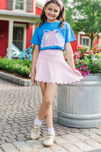 Girls: The Madison Pink Scalloped Tennis Skort