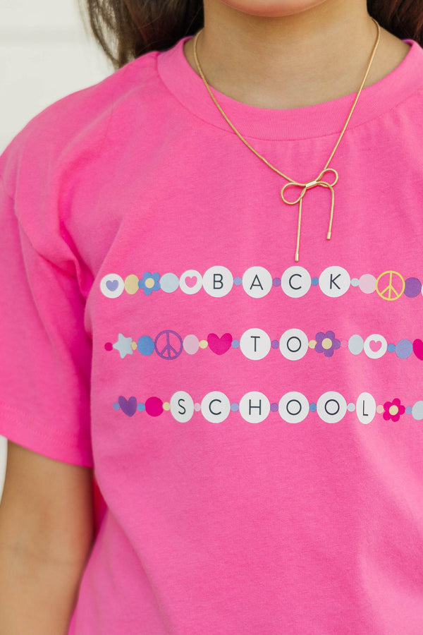 Girls: Back To School Fuchsia Graphic Tee