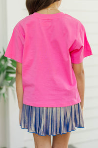 Girls: Back To School Fuchsia Graphic Tee