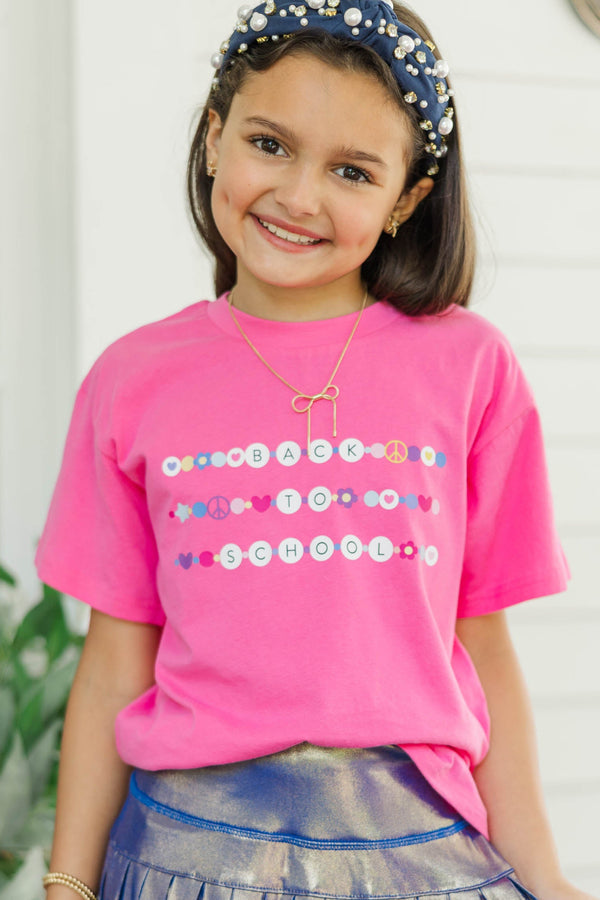 Girls: Back To School Fuchsia Graphic Tee