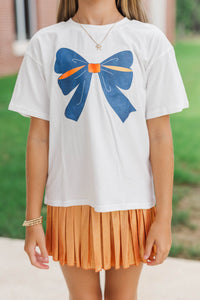 Girls: Always On Your Team Blue and Orange Bow Graphic Tee
