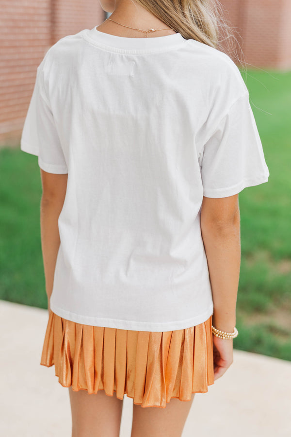 Girls: Always On Your Team Blue and Orange Bow Graphic Tee