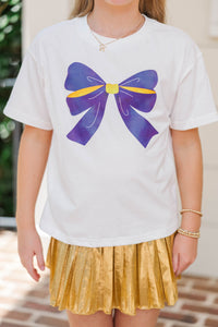 Girls: Always On Your Team Purple & Yellow Bow Graphic Tee