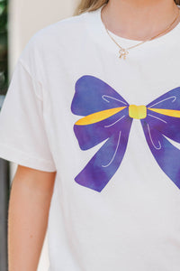 Girls: Always On Your Team Purple & Yellow Bow Graphic Tee