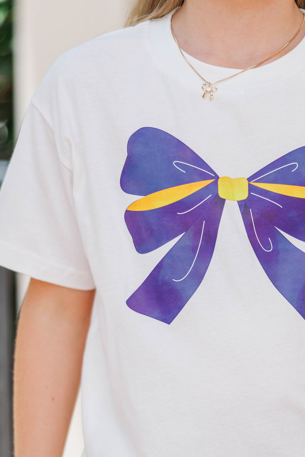 Girls: Always On Your Team Purple & Yellow Bow Graphic Tee