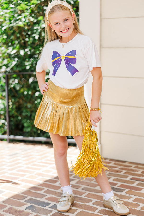 Girls: Always On Your Team Purple & Yellow Bow Graphic Tee