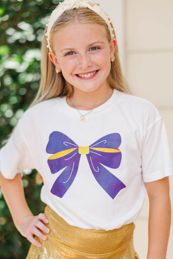 Girls: Always On Your Team Purple & Yellow Bow Graphic Tee