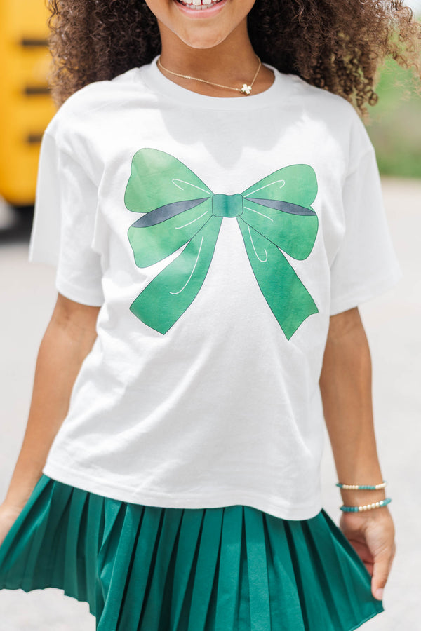 Girls: Always On Your Team Green & Gray Bow Graphic Tee