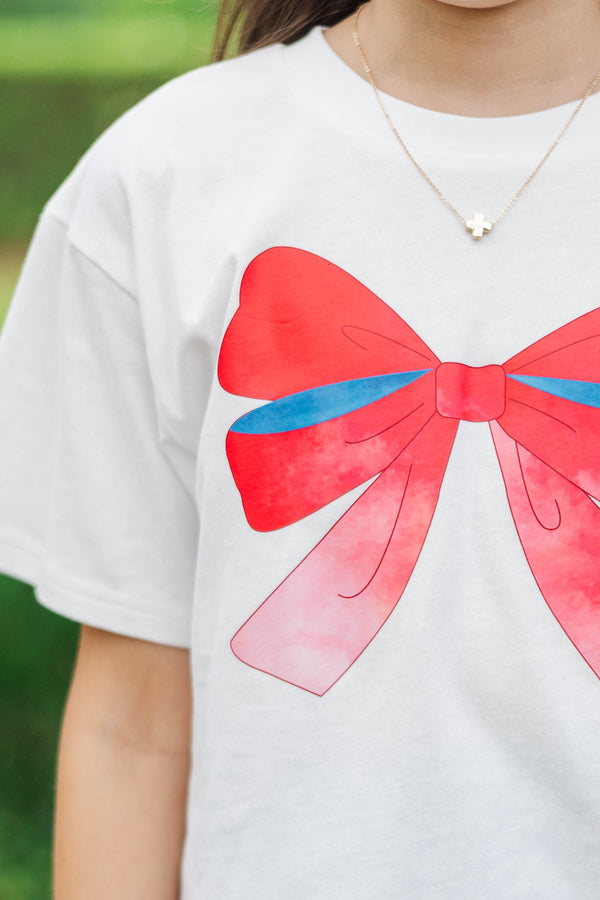 Girls: Always On Your Team Red & Blue Bow Graphic Tee