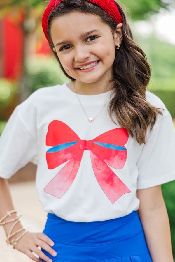 Girls: Always On Your Team Red & Blue Bow Graphic Tee