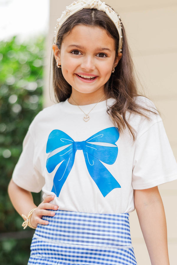 Girls: Always On Your Team Royal & White Bow Graphic Tee