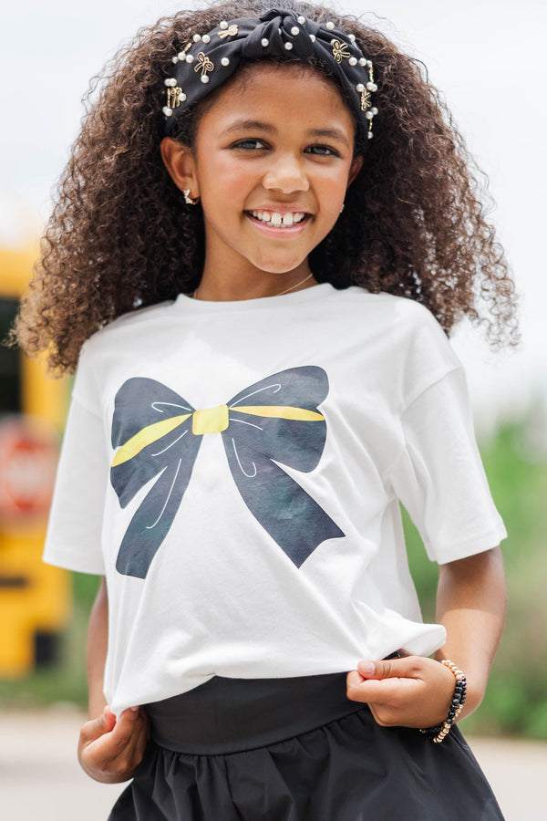Girls: Always On Your Team Black & Gold Bow Graphic Tee