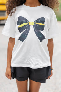 Girls: Always On Your Team Black & Gold Bow Graphic Tee