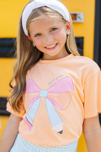 Girls: Third Grade Bow Coral Graphic Tee