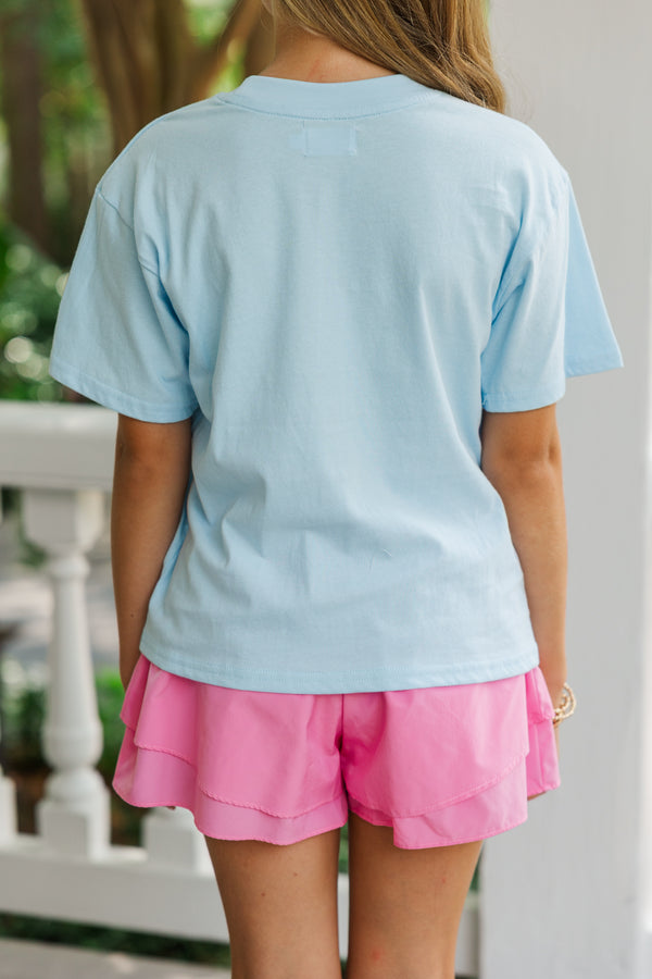 Girls: First Grade Bow Light Blue Graphic Tee