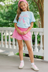 Girls: First Grade Bow Light Blue Graphic Tee