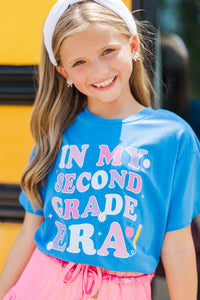 Girls: In My Second Grade Era Blue Graphic Tee
