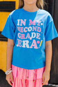 Girls: In My Second Grade Era Blue Graphic Tee