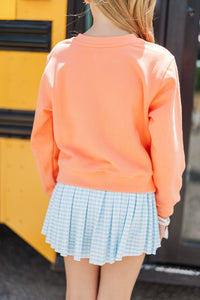 Girls: Third Grade Bow Coral Graphic Sweatshirt