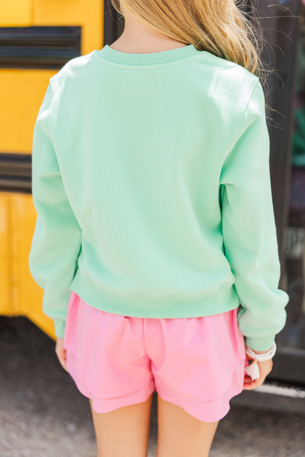 Girls: Second Grade Bow Mint Graphic Sweatshirt