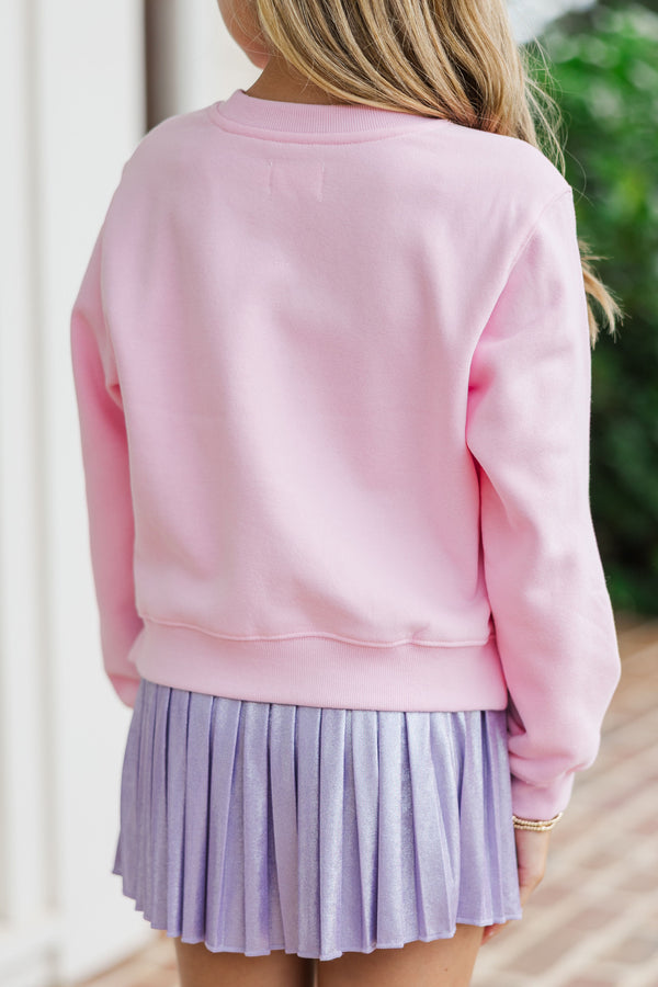Girls: So Many Smiles Blush Pink Graphic Sweatshirt