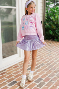 Girls: So Many Smiles Blush Pink Graphic Sweatshirt