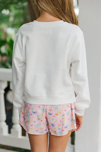 Girls: In My Girly Era White Graphic Sweatshirt