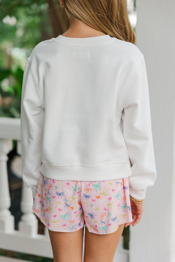 Girls: In My Girly Era White Graphic Sweatshirt