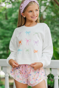 Girls: In My Girly Era White Graphic Sweatshirt