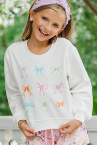 Girls: In My Girly Era White Graphic Sweatshirt