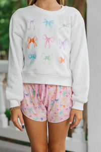 Girls: In My Girly Era White Graphic Sweatshirt