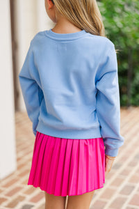 Girls: Have A Good Day Light Blue Graphic Sweatshirt