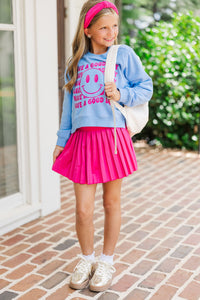 Girls: Have A Good Day Light Blue Graphic Sweatshirt