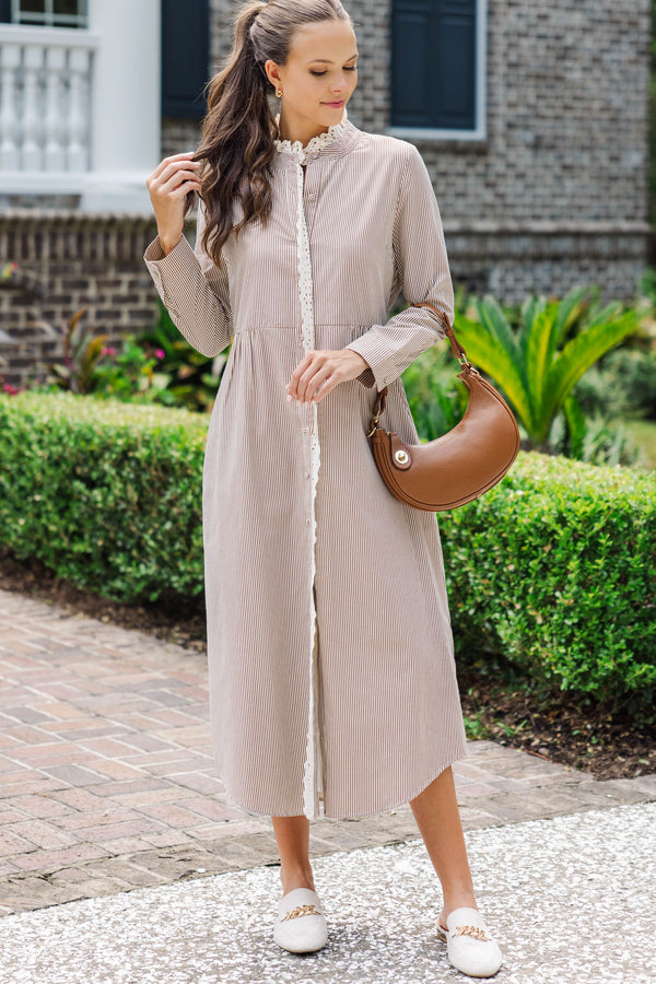 Sway With Me Brown Midi Dress