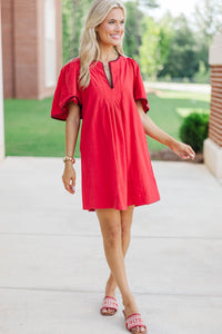 Just A Theory Red & Black Contrast Cotton Dress