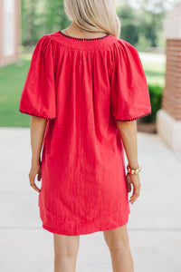 Just A Theory Red & Black Contrast Cotton Dress