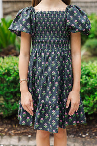 Girls: Just As You Were Black Medallion Babydoll Dress